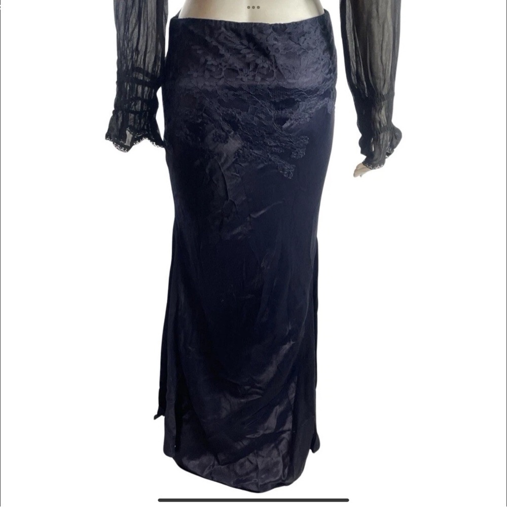 NWOT Free People x Brenda Knight Navy Maxi Satin Skirt w/Lace Top - Small - Picture 5 of 6